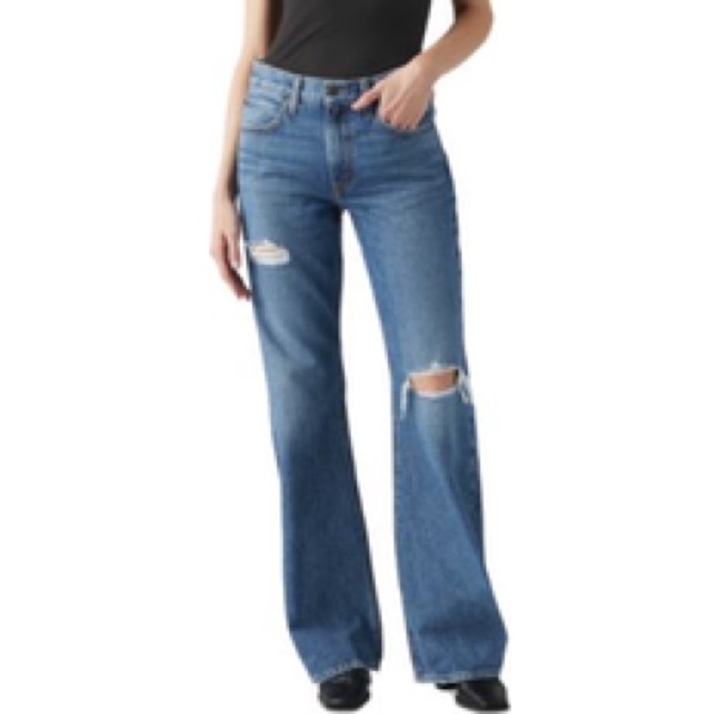 LEVIS premium baggy bootcut distressed jeans size 27